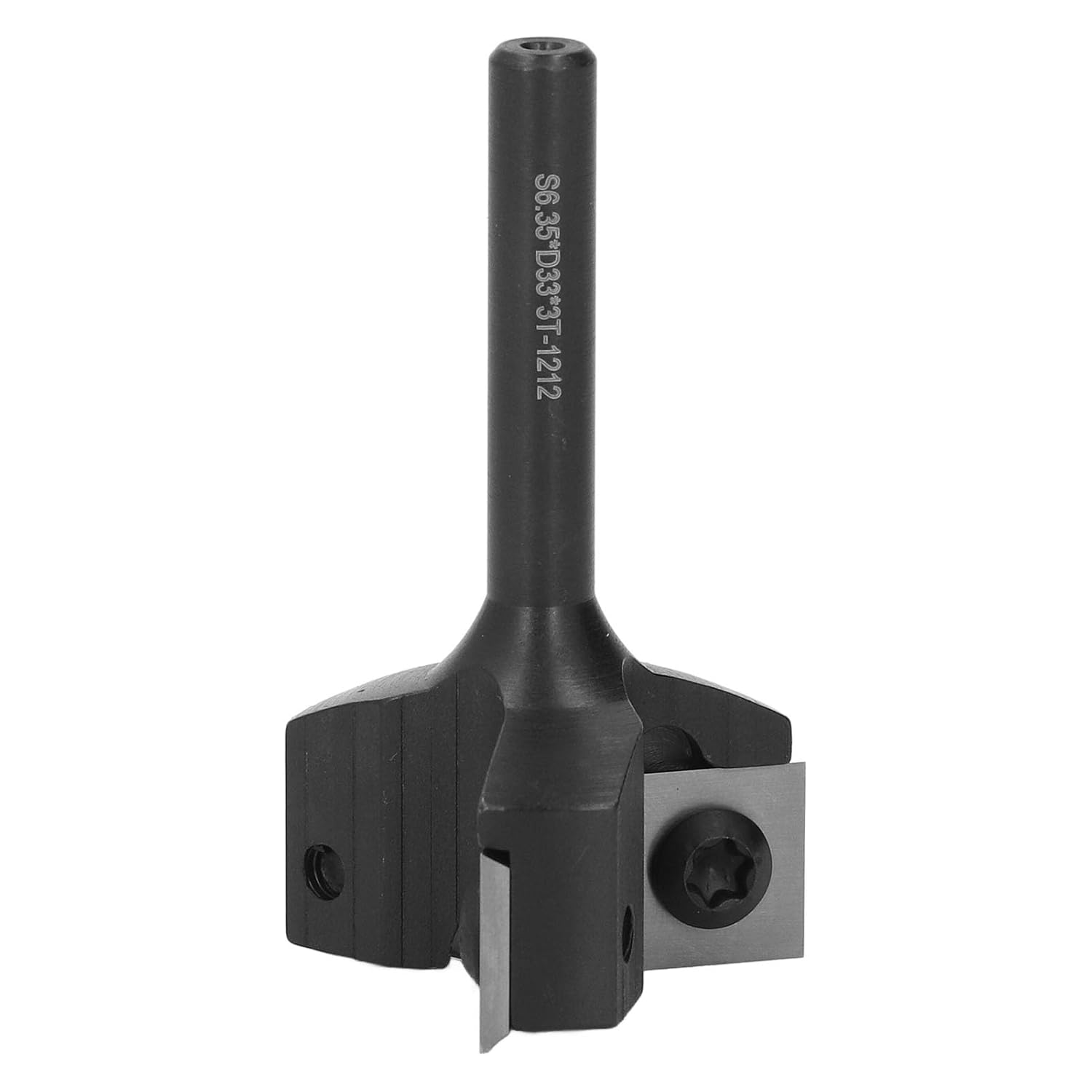 Carbide Insert Spoilboard Router Bit 3 Teeth Detachable Woodworking Tool for CNC Trimming Slotting 1/4 Inch Shank Alloy Steel S635xD33xH543T