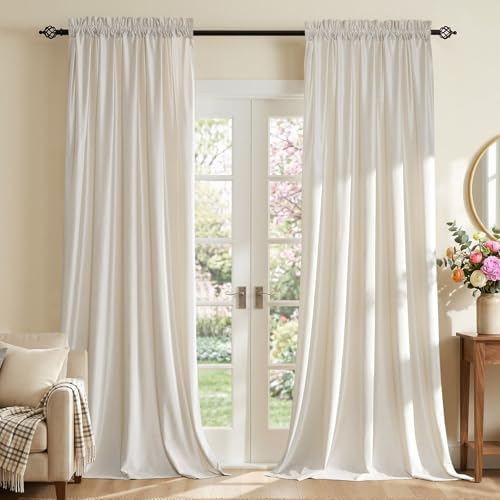 Ivory Velvet Curtains 120 inches for Living Room Luxury Room