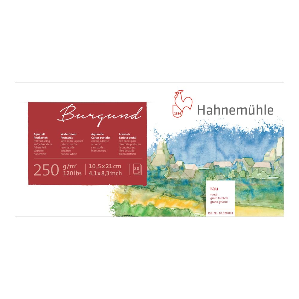 Hahnemuhle Watercolor Postcard Pad, 250gsm Rough, 20 Sheet 4.13 x 8.27 Inch (10628091)