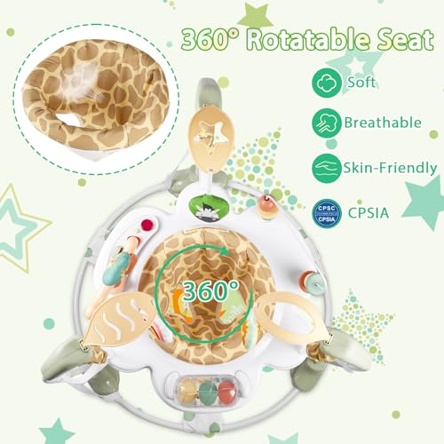 Image of Baby Activity Center, Infant Jumpers and Bouncers with Music, Lights, Infant Toys, 360Rotating Seat, 3 Adjustable Heights, Baby Play and Learning Center for 6+ Months