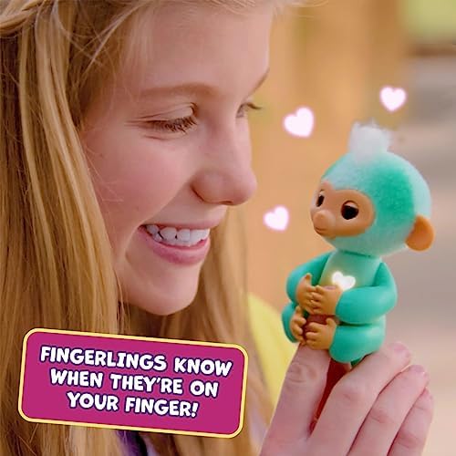 Fingerlings 2023 YENİ İnteraktif Bebek Maymun Dokunmaya Tepki Veriyor - 70+ Sesler ve Tepkiler - Aslan (Mavi) - Görsel 2