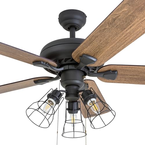 Prominence Home Lincoln Woods, 52 Inch Industrial Style LED Ceiling Fan with Light, Pull Chain, Three Mounting Options, 5 Dual Finish Blades, Reversible Motor - 50581-01 (Bronze) - Image 15
