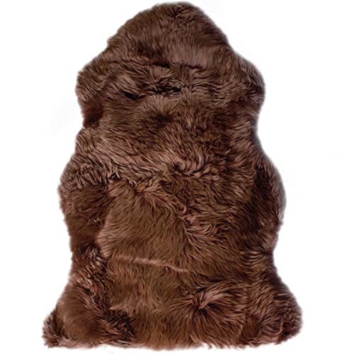 HUAHOO Brown Sheepskin Rug 2'x3' Real Australia Lambskin