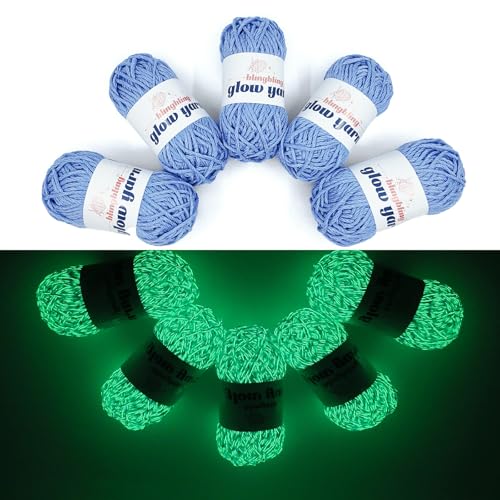 BulingBuling Glow in The Dark Yarn - 5 Pack Glow Yarn (260g/9oz | 273 Yards), Knitting & Crochet Thread for DIY Crafts, Gifts, Doll Making (Ultramarine)