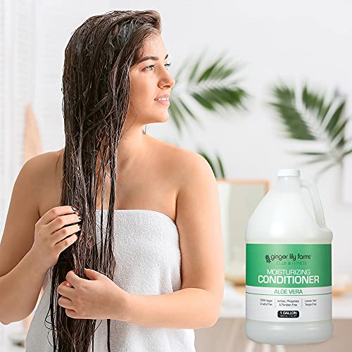 Ginger Lily Farms Club & Fitness Moisturizing Conditioner For Dry Hair, 100% Vegan & Cruelty-Free, Aloe Vera Scent, 1 Gallon (128 Fl Oz) Refill #TOP5