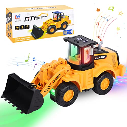 Pelle Jouet, Pelleteuse, Jouet de Pelle avec Lumières et Musique, Voiture Jouet Autopropulsée, Véhicules de Chantier, Jouet Engin de Chantier Intérieur et Extérieur pour Enfants 3-7 Ans (Bulldozer)