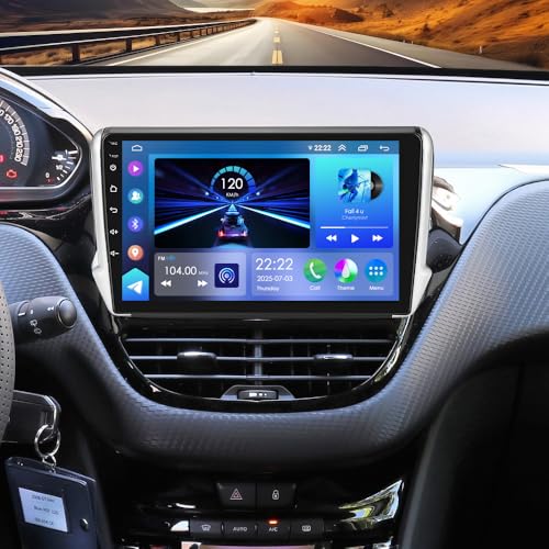 Android 13 Car Stereo for Peugeot 208 2008 2012-2018 10-Inch w/Wireless Carplay & Android Auto GPS Navi Double Din Car Radio Receiver w/Backup Camera Mic SWC Built-In WiFi Bluetooth FM/RDS, 2G+32G