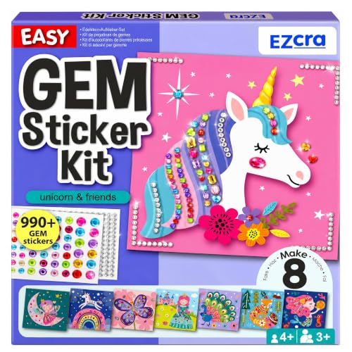 EZCRA Gem Sticker Kit for Kids - 990+ Stickers 8 Unicorn Princess Themes