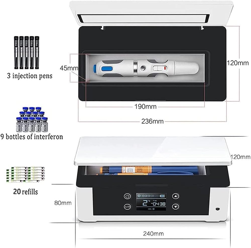 Portable Insulin Fridge Car Medicine Refrigerator Box with LED Display Car Refrigerator Rechargeable Diabetic Refrigerated Medicine Box for Car Travel Home