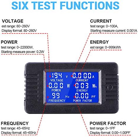 DollaTek AC 80-260V 100A Current Voltage Amperage Power Energy Panel Meter LCD Digital Display Ammeter Voltmeter Multimeter with open CT
