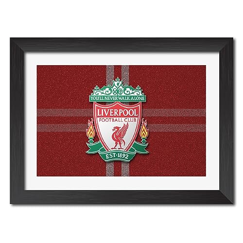 Image of TenorArts Liverpool Football Club Poster 3D Leather Textured Logo Laminated Photo Frame Painting with Matt Finish Black Textures(12 inches x 9inches)