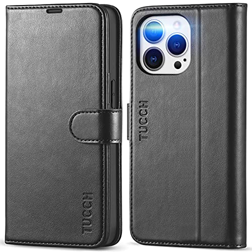 TUCCH Case Wallet for iPhone 13 Pro RFID Blocking Card Holder Magnetic Stand PU Leather Folio Cover Protective TPU Shockproof Inner Shell 6.1-inch 2021 Black