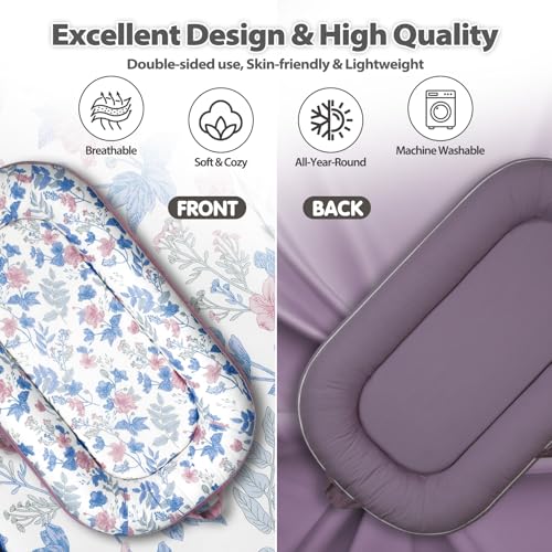 Image of BUTOA Baby Lounger - Breathable Soft Baby Nest, Portable Infant Support Cushion Tummy Time Mat for 0-24 Months, Infant Lounger for Home and Travel, Ideal Newborn Babies Essentials Baby Shower Gifts