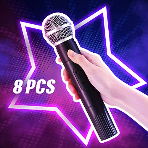 image for Zubebe 8 Pack Fake Microphone Prop Bulk Pretend Plastic Microphone Toy