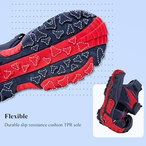 Image of JMFCHI Boys Girls Sports Sandals Summer Kids Closed Toe Outdoor Sandals Athletic Water Shoes Sandals Child Pool Beach Sandals Quick Drying Slip Resistant | Little /Big Kid,Comfortable lightweight,Non-slip soft sole,Hook-and-loop closure,Easy wear,Anti-collision toe,Daily casual
