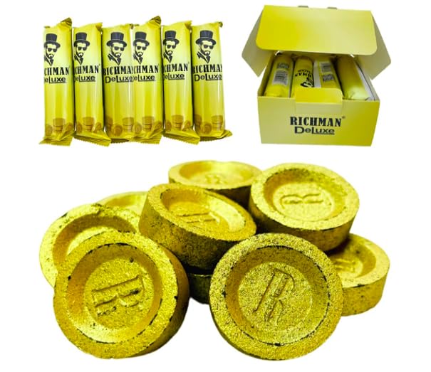 High Quality Quick Light Fast Hookah Shisha Charcoal 33mm Box 80 Pcs (Gold), shisha charcoal Coated Round Tablets 60 Pieces