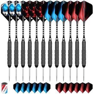 CyeeLife 22 Gramm Steeldart-Set mit Roten und Blauen Flights