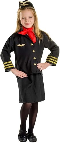 Dress Up America Disfraz de azafata para niños, juego de disfraz de azafata para niñas