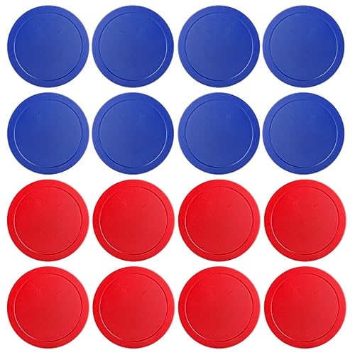 Bqspt 16 Pieces Air Hockey Pucks 2.5 Inch 64Mm Replacement Pucks Air Hockey Pucks For Game Tables Equipment Accessories(8 Thick 8 Thin) (Red,Blue) #TOP2