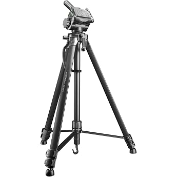 Walimex pro WT-3570 Basic Tripod 168 cm Black Camera Tripod with Spirit Level and 3D Video Tilt Tripod Travel Tripod with Carry Bag Tripod for DSLR DSLM System Digital and Action Cameras