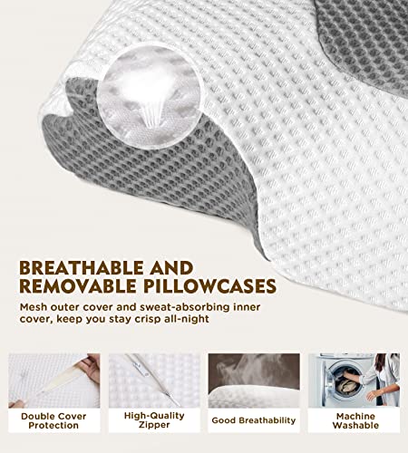 Osteo Cervical Pillow For Neck Pain Relief, Hollow Design Odorless Memory Foam Pillows With Cooling Case, Adjustable Orthopedic Bed Pillow For Sleeping, Contour Support For Side Back Stomach Sleepers #TOP5