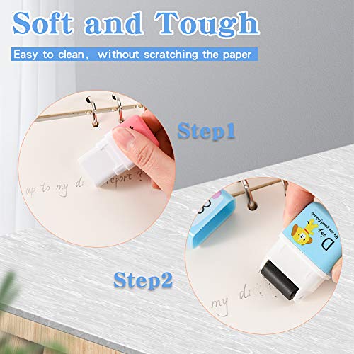 Sooez 12 Pack Pencil Erasers, Cute Erases Pencil Eraser With Clean Up Roller Pencil Eraser Shaving Roller Case Erasers For Party Favors Gift Supplies #TOP2