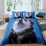 Alaskan Juego de Funda de edredón niñas, Husky Siberiano, Regalo para los Amantes de los Perros, Funda de edredón, de 3 Piezas para Cama Doble