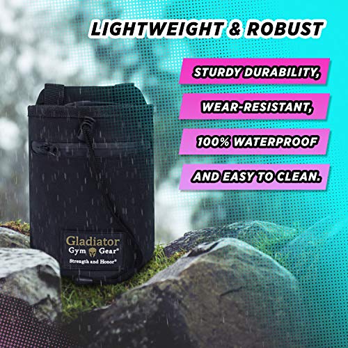GLADIATOR GYM GEAR Climbing Chalk Bag Drawstring Hand Chalk Bag with Pocket, Brush Loop & Adjustable Belt - Chalk Bag for Rock Climbing & Bouldering, Indoor Climbing, Gymnastics & Lifting - Thumbnail 5