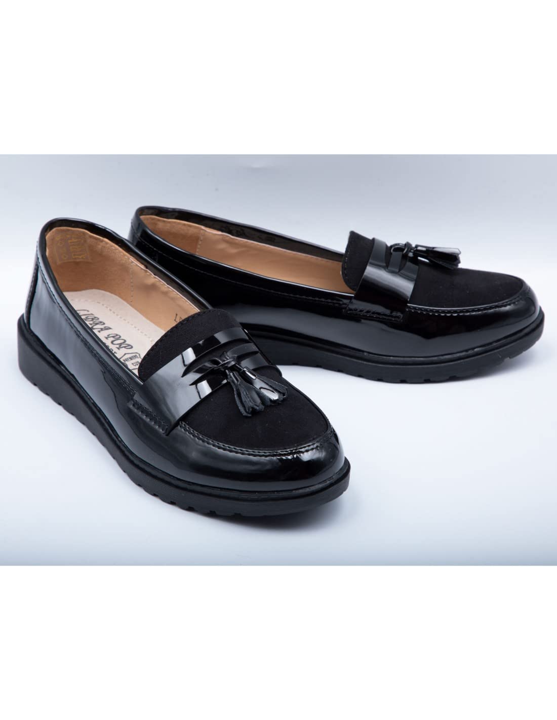 Mocassins Vernis Femme Semelle compensée Confort intérieur Cuir & Pampille