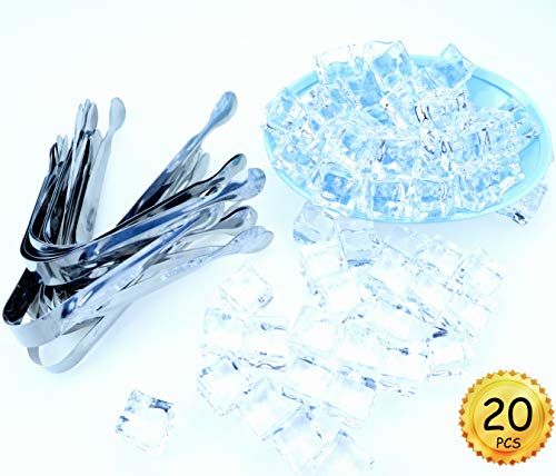 MotBach 20 Pack Mini Sugar Cube Tongs Stainless Steel Ice Tongs For Coffee