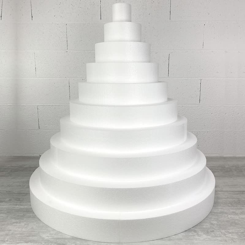 Lealoo Mega-Hochzeitskuchenaufsatz XXL aus Polystyrol Pro, 100 cm hoch, Boden Ø 100 cm bis 10 cm, 10 Etagen