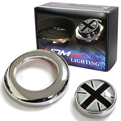 iJDMTOY Classic Black/White Color UK Union Jack Design Engine Start Push Start Cap Cover Decoration Compatible With 2nd Gen MINI Cooper