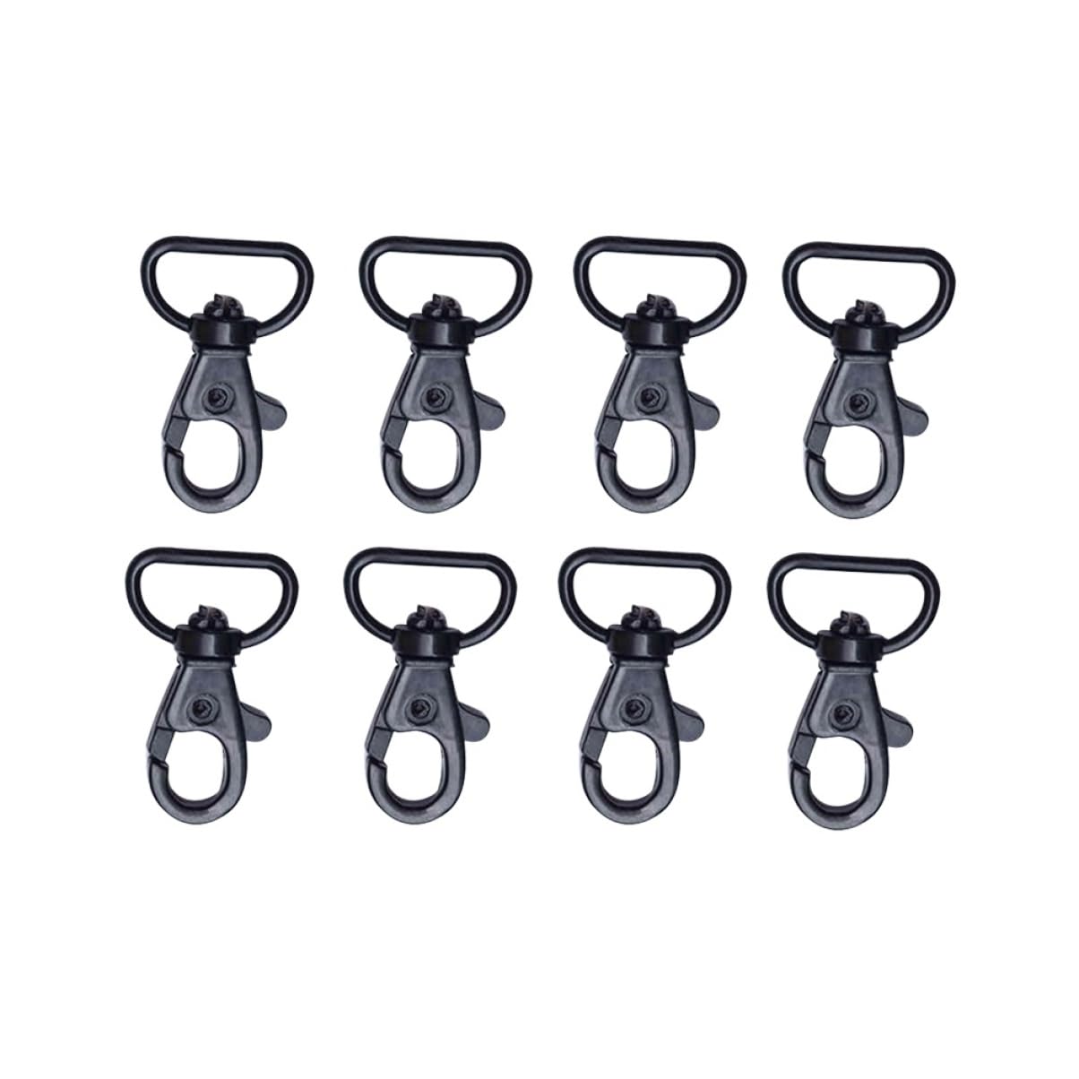 TEHAUX 8pcs Heavy Duty Snap Hooks Swivel Keychains Black Lobster Clasp Keychain Accessories for Lanyards Clips for Keys and Id Cards