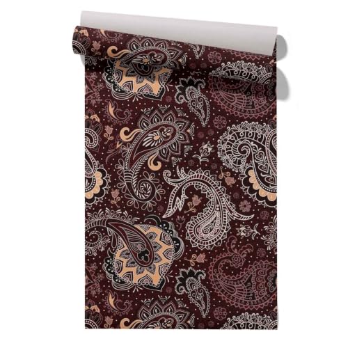 CEVAN Papel Autoadhesivo Floral Pintado Animales Patrón Europeo Ethnic Retro Étnico Papel Impermeable Y Resistente Aceite Para Paredes Cocina 45x500cm