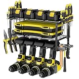 Qinos Power Tool Organizer, Drill Holder Wall Mount, Heavy Duty Tool Shelf 3 Layers Tool Rack Cordle