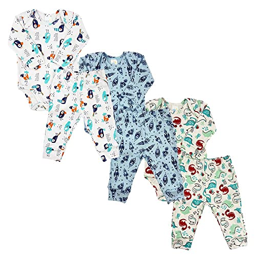 Kit 3 Conjuntos Bebê Suedine Estampado Manga Longa Menino (M-EST)