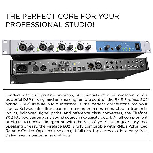 Rme Fireface 802 Hybrid Usb/Firewire Audio Interface With 12 X 12 Analog I/O, Adat/Smux And Aes/Ebu Digital I/O, 30-In/30-Out And Dsp-Driven Onboard Mixing With Effects #TOP1