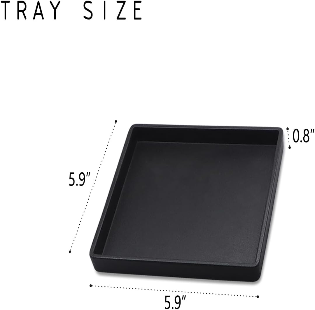 Small Square Mini Tray (5.9 inch), Hard Plastic Black Serving Tray