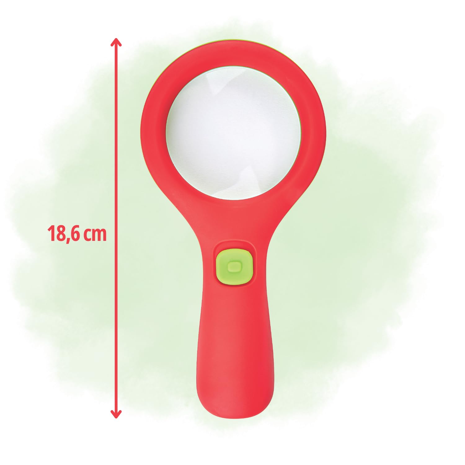 Moses 16124 Krabbelkäfer - Lente d'ingrandimento con luce, per bambini dai 3 anni in su, con 3 LED, colore: rosso e verde