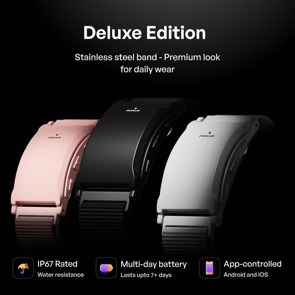 pavlok 3 - silent alarm & wearable mindfulness coach for good habits - elevate mindfulness, create good habits - track steps, activity, and sleep patterns obsidian black small