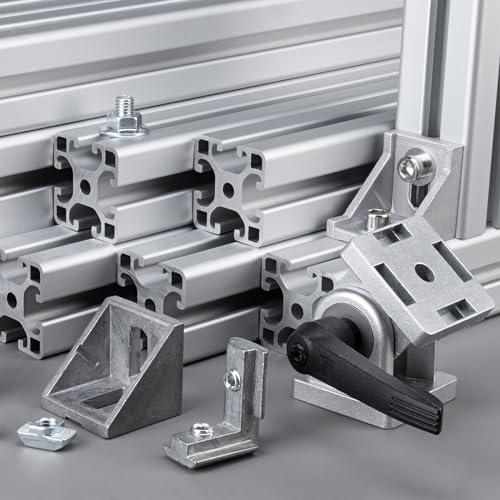 QUARKZMAN 2 Stück 135 Grad Winkel Aluminium Profil Eckwinkel, Eckverbindungsstücke für 3030 Serie mit Schrauben und Muttern (Schwarz)