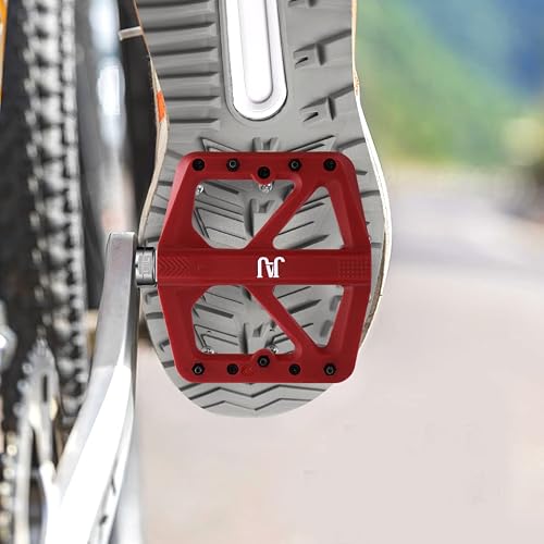 Mtb Bicycle Pedals Bmx Nylon Composite Bearing Mountain Bike Pedals Foot Platform Cycling Non-Slip 9/16" Sealed Bearing Lightweight Ultralight Bicycle Accessories, Red #TOP6