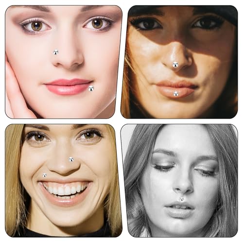 Mabor Selbstklebende Lippe Stecker，660 Stück Fake Piercing zum Aufkleben Nasenstecker Augenbrauenstecker Bauchnabelaufkleber Y2K Punk Piercing 3/4/5/6mm für Den Täglichen Gebrauch Make up Performance
