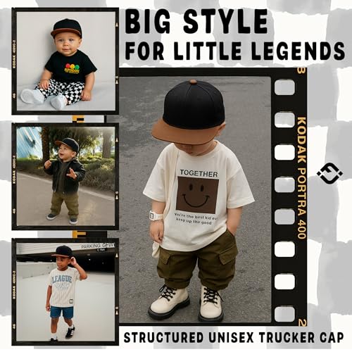 Funky Junque Kids Baseball Hat Girl Boy Toddler Infant Flat Brim Trucker Hat Youth Sun Beach Cap Summer Mesh2