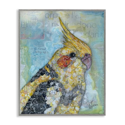 Jolly Cockatiel Abstract Bird, 16 x 20 Inch Framed Giclée Print