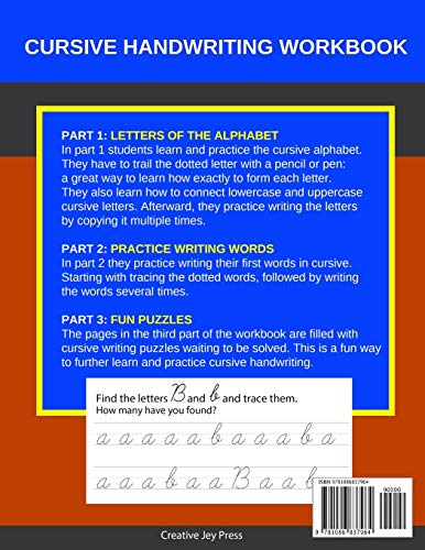 Beginning Cursive For Kids: Cursive Handwriting Book for Beginners; More than 100 pages, including Handwriting Puzzles - Image 2
