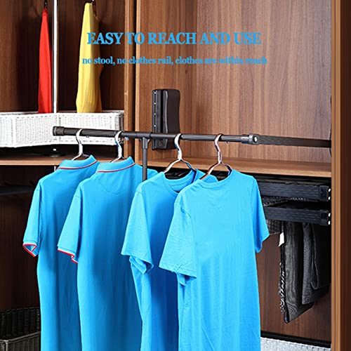 Retractable Wardrobe Pull Down Closet Rods For Hanging Clothes Wardrobe Lift Rail Organizer Storage System,11 Lbs Load Capacity Adjustable Width Wardrobe Lift,S #TOP1