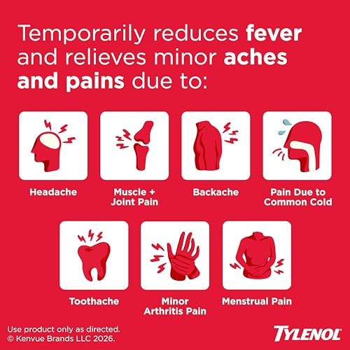 Tylenol Extra Strength Acetaminophen 500 mg Caplets, Fast, Strong Pain Relief, Fever Reducer, Pills for Headache, Backache, Toothache, Minor