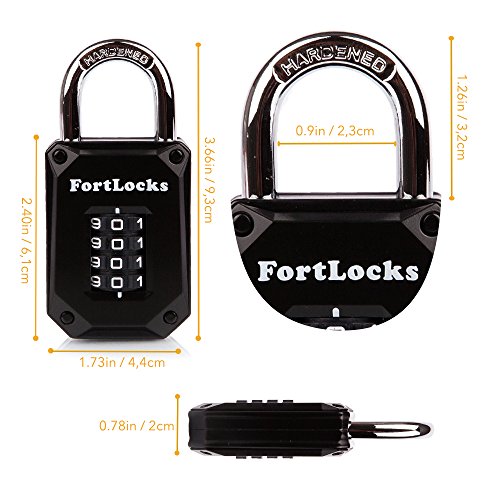 Image of FortLocks Gym Locker Lock, 4-Digit Indoor & Outdoor Combination Padlock