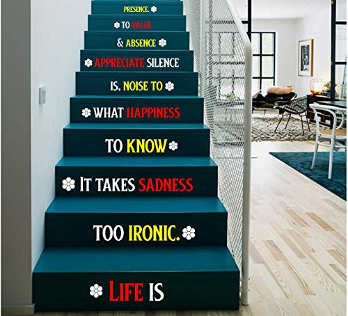 Image of CVANU Letters Wall Decor Stickers Stair Decals Quotes Stairway Decals Quote Steps Vinyl Stickers Lettering Family Staircase Decal Multicolor (Stairs-pg 26)